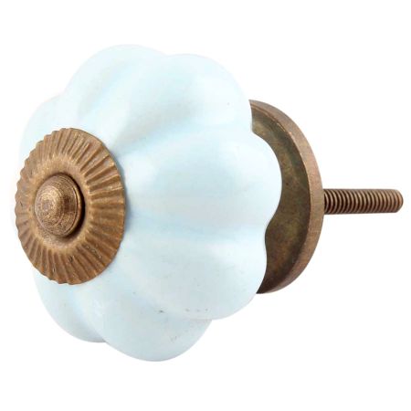 Solid Sky Blue Ceramic Melon Knob